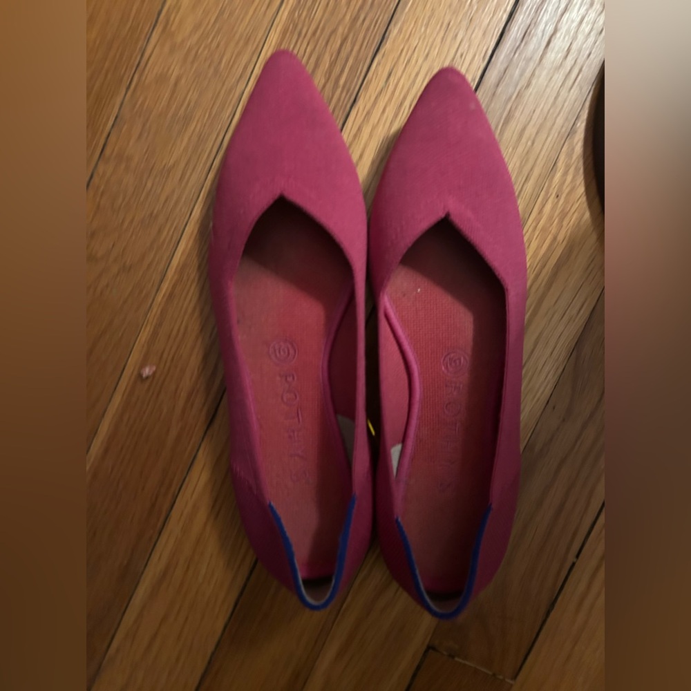 Rothy's Magenta Pointed-Toe Knit Flats